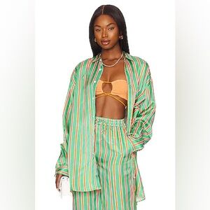 Green orange Striped Shirt and pant Set